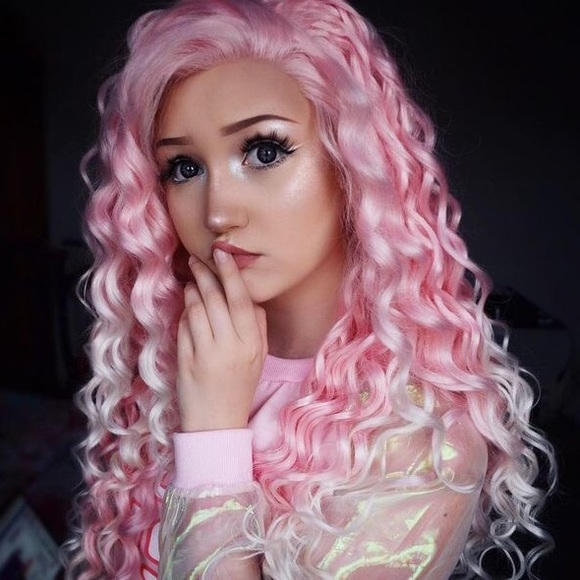 - ?24” CURLY PINK OMBRÉ WIG LACE FRONT WIG? *NEW* main image 2